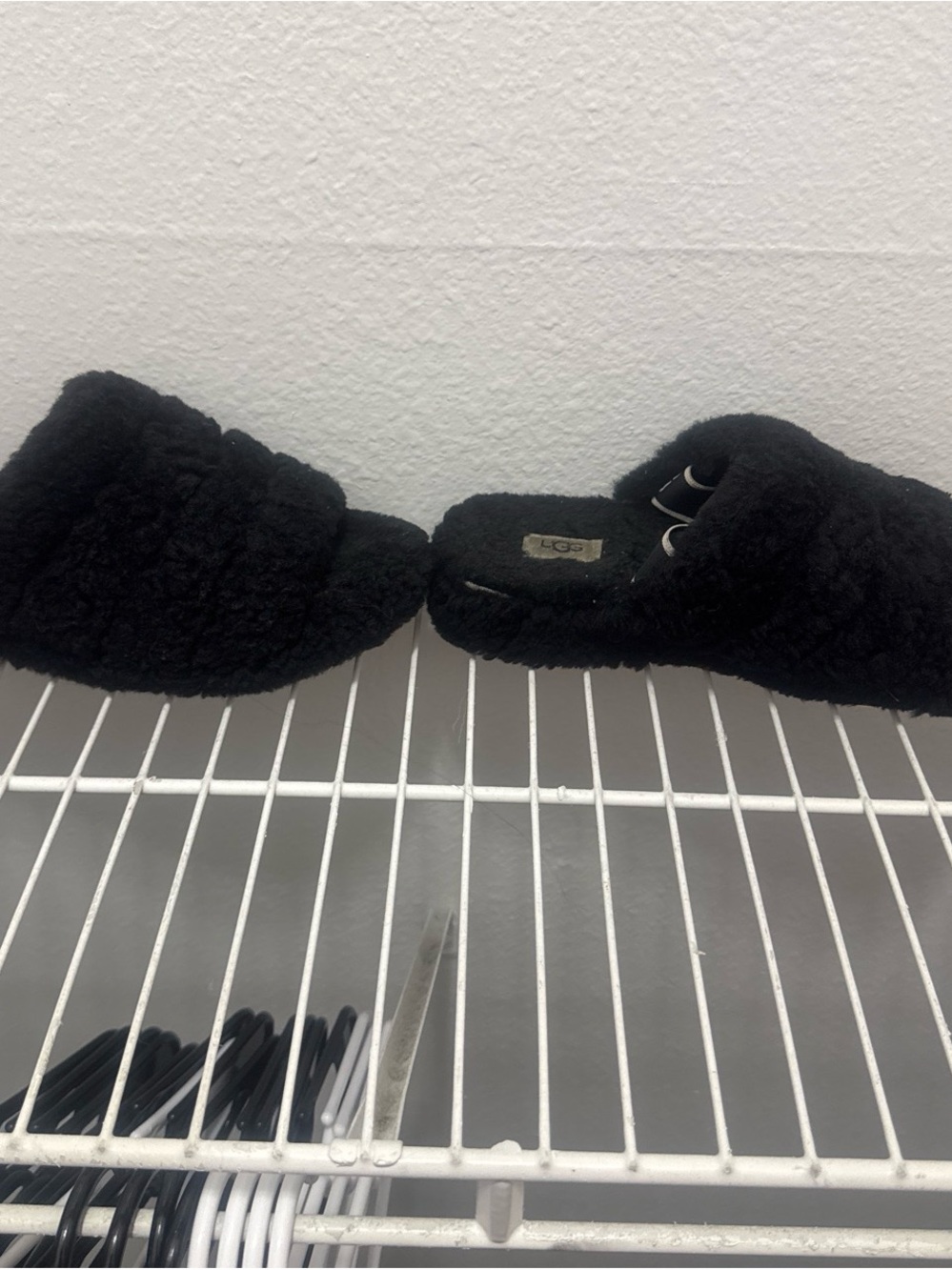 UGG Women's Black Plush Slip-On Slippers